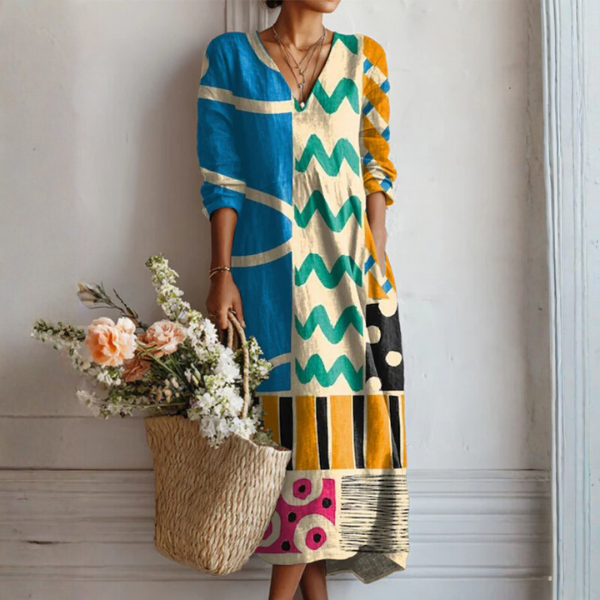 Lara | Vestido Midi Estampado Boho - detalle