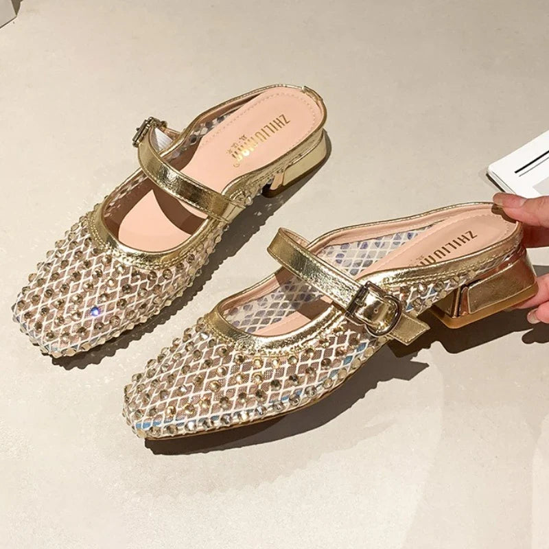 Sandalias Mule MONTAIGNE con Punta Cuadrada y Pedrería - vista 9