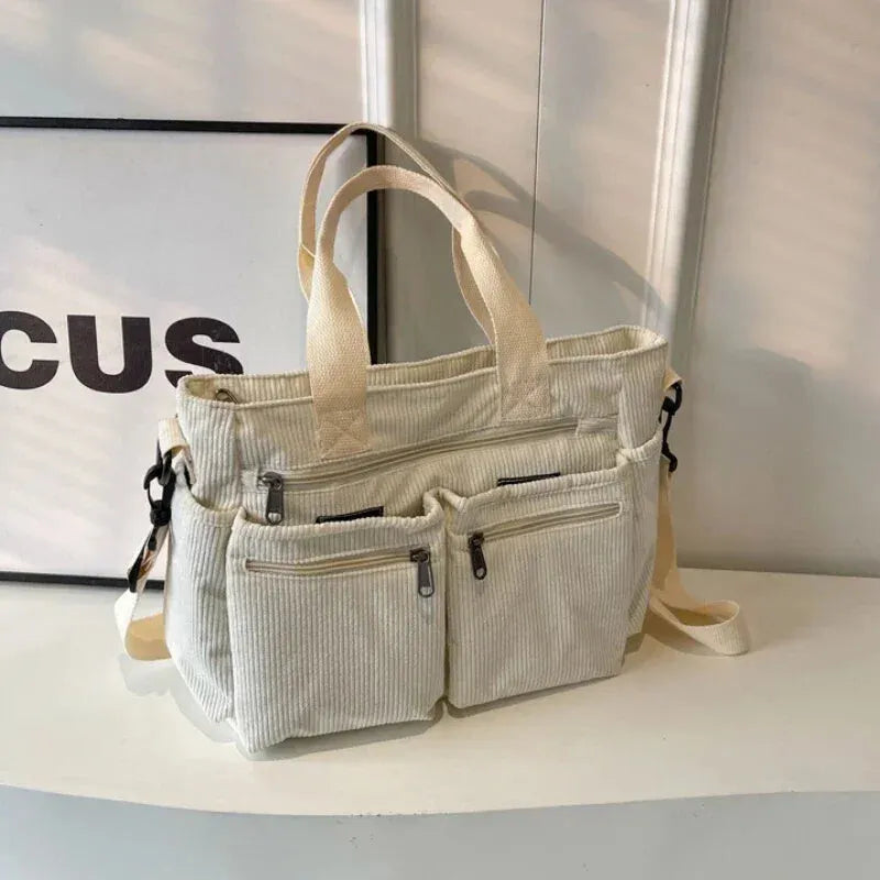 Élina | Corduroy Multi-Pocket Tote