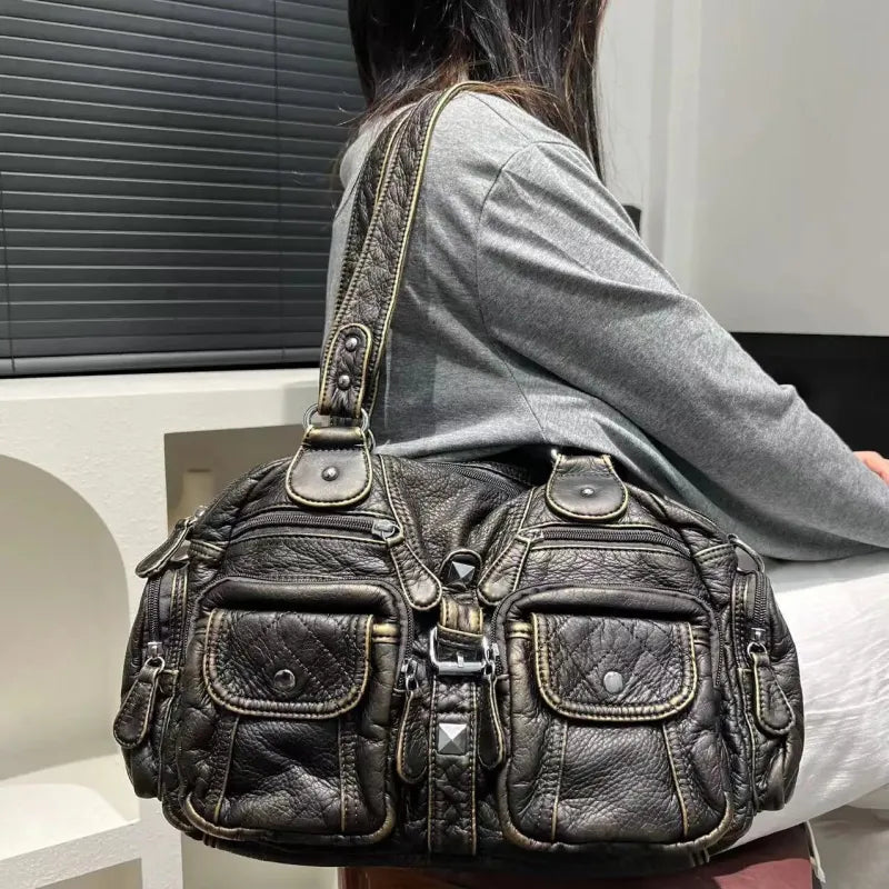 Romy | Retro Multi-Pocket Shoulder Bag