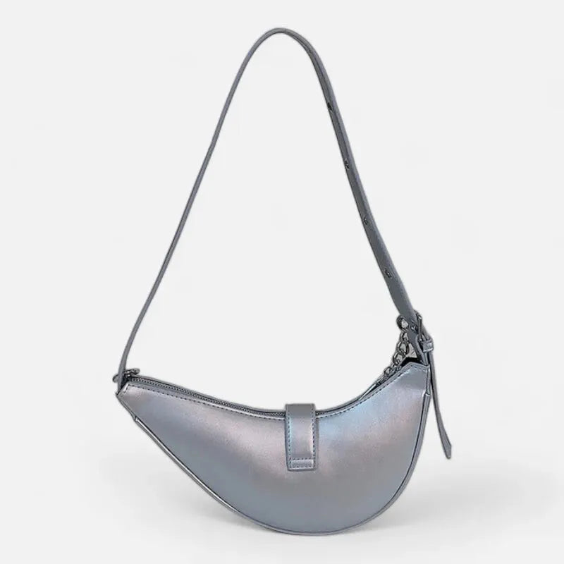 Aline | Metallic Silver Half-Moon Belt Bag
