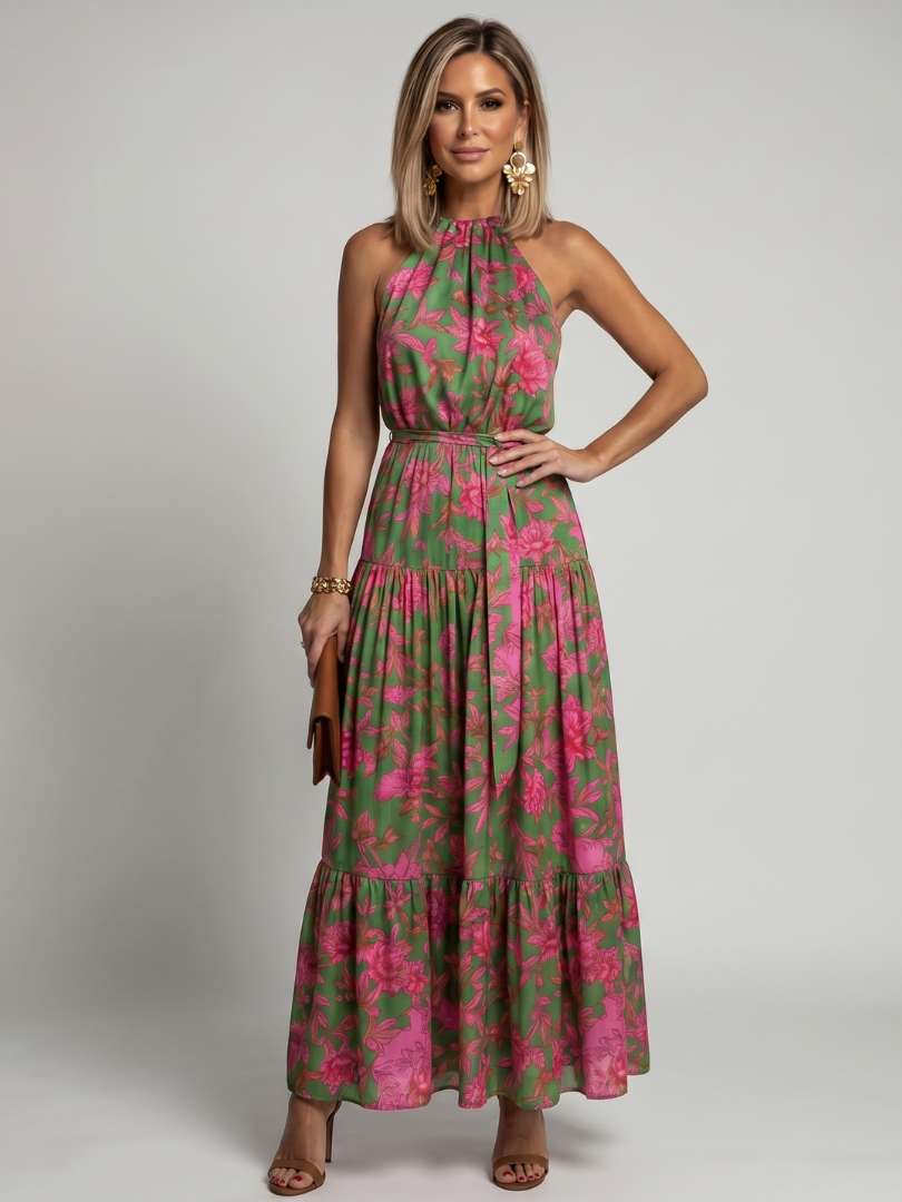 Vestido Midi Halter Drapeado ROWEN - vista 1
