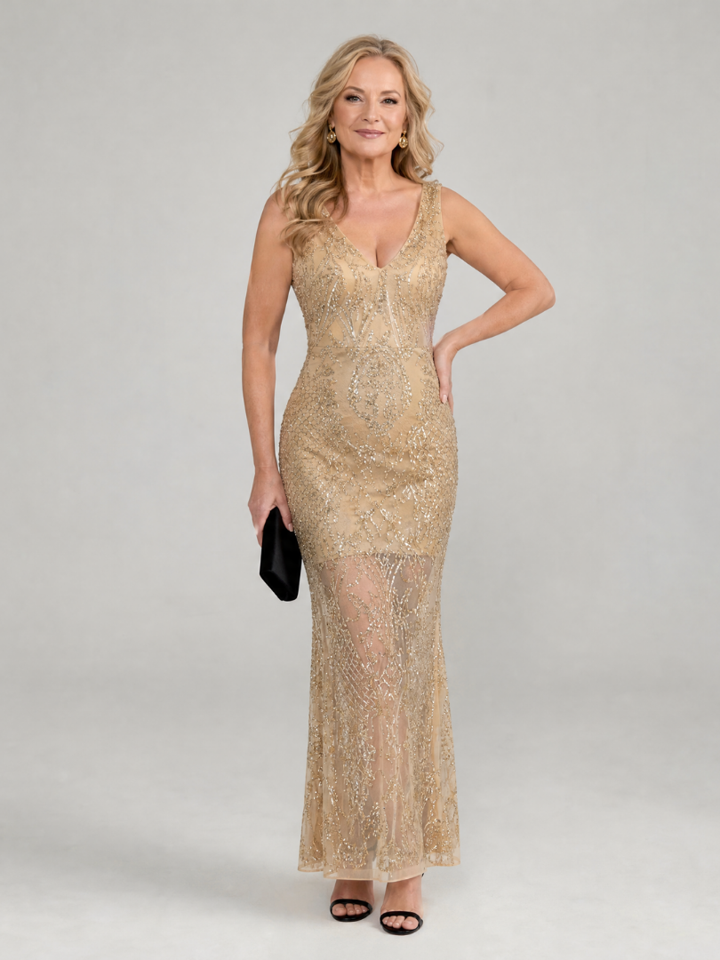 Vestido Midi de Lentejuelas con Transparencias SIREA - vista 1