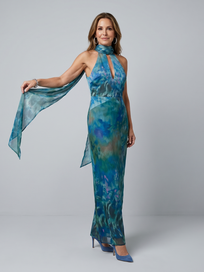 Vestido Largo Halter con Abertura JUNIPER - vista 1