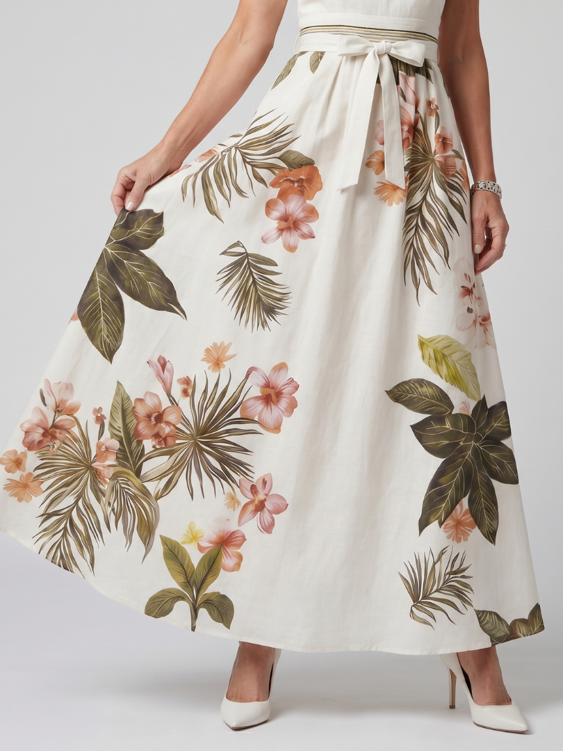 Vestido Largo Halter Drapeado Botánico MEADOW - vista 3