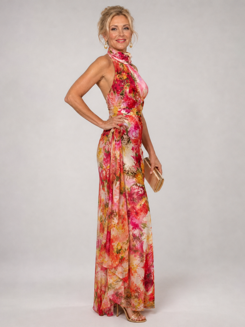 Vestido Largo Halter Floral ELISABETTA - vista 2