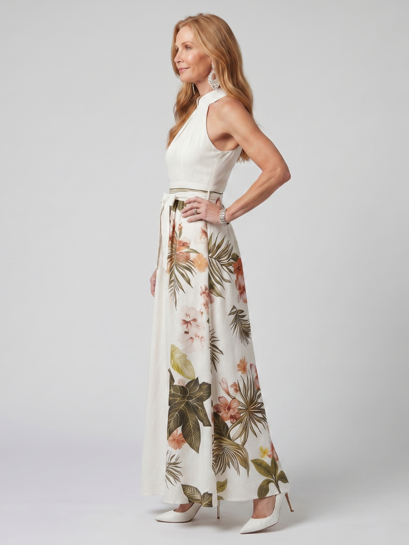 Vestido Largo Halter Drapeado Botánico MEADOW - vista 2