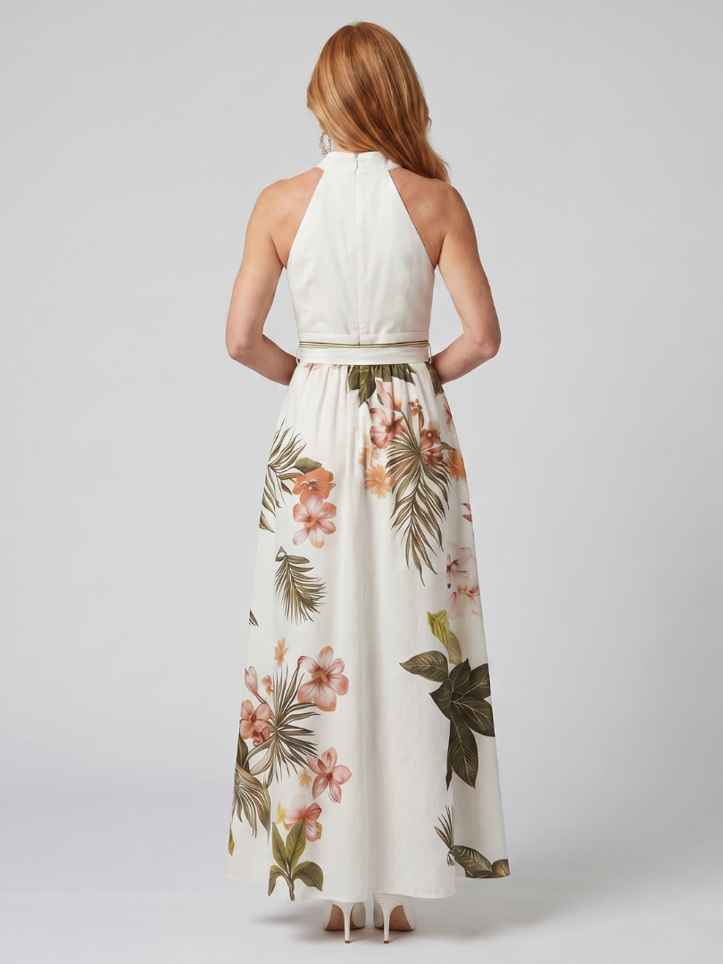 Vestido Largo Halter Drapeado Botánico MEADOW - vista 4