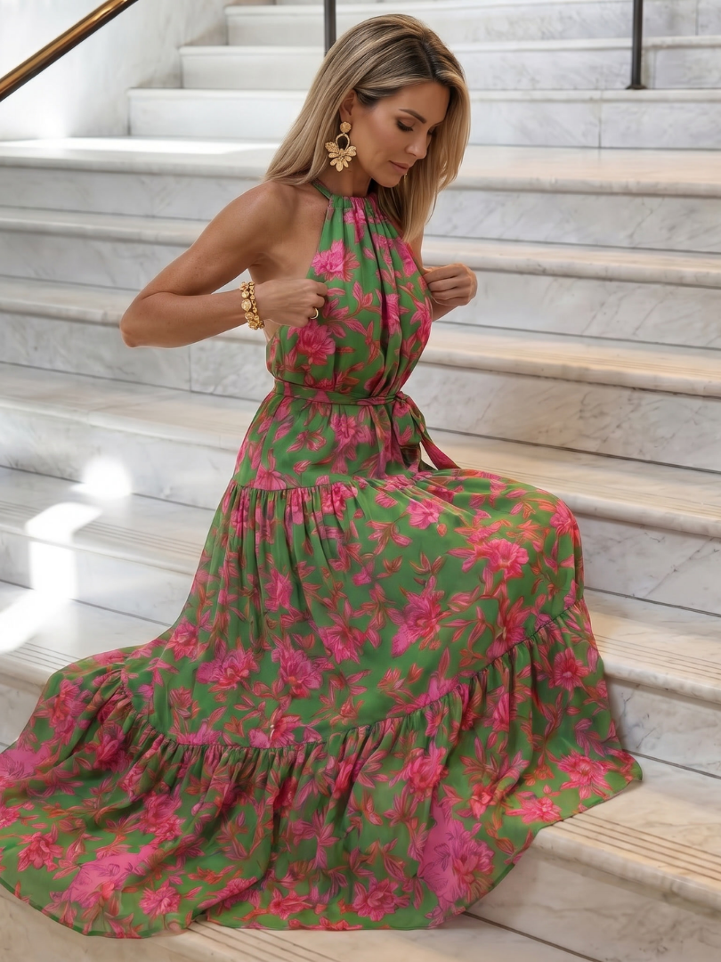 Vestido Midi Halter Drapeado ROWEN - vista 5