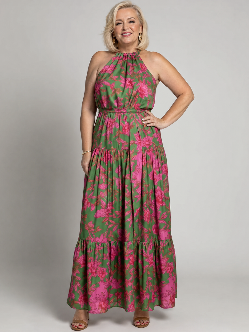Vestido Midi Halter Drapeado ROWEN - vista 7