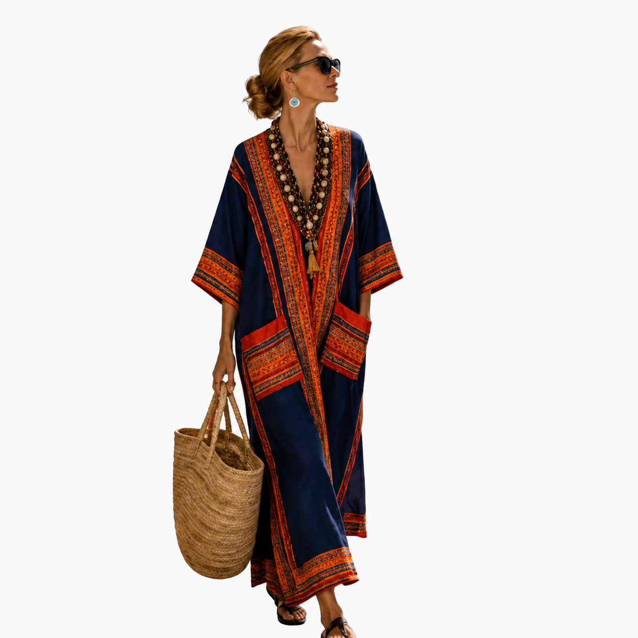 Farah, kaftán largo bohemio para mujer - Palmora Society