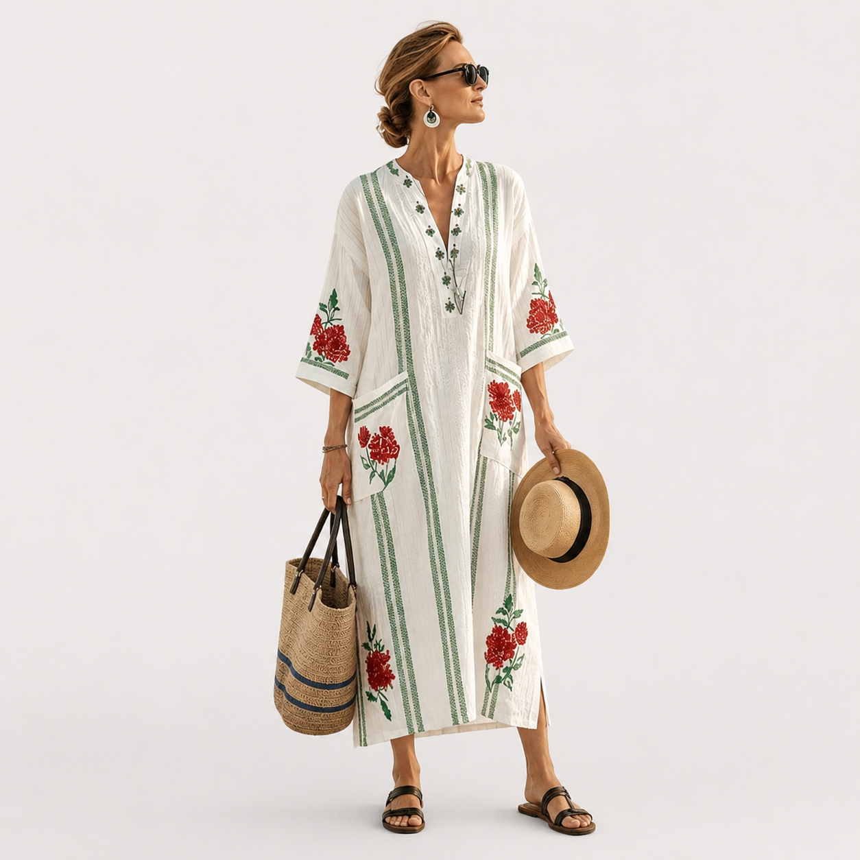 Iris, kaftán largo bohemio para mujer - Palmora Society