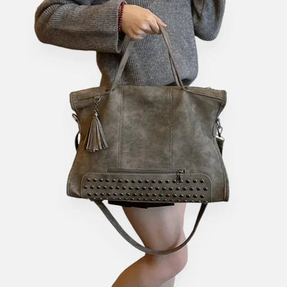 Giulia | Large Studded Shoulder Bag with Pompom Charms