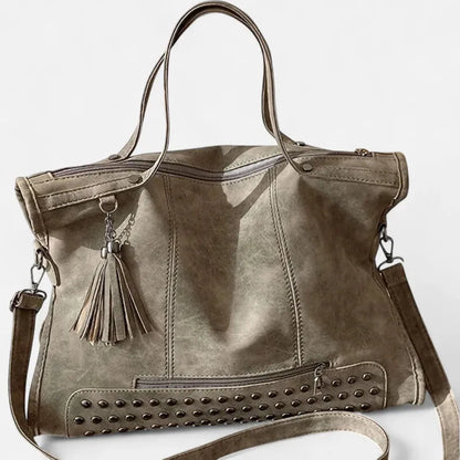 Giulia | Large Studded Shoulder Bag with Pompom Charms