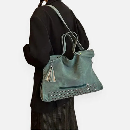 Giulia | Large Studded Shoulder Bag with Pompom Charms