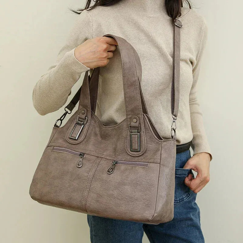 Agnès | Large Retro Multi-Pocket Shoulder Bag