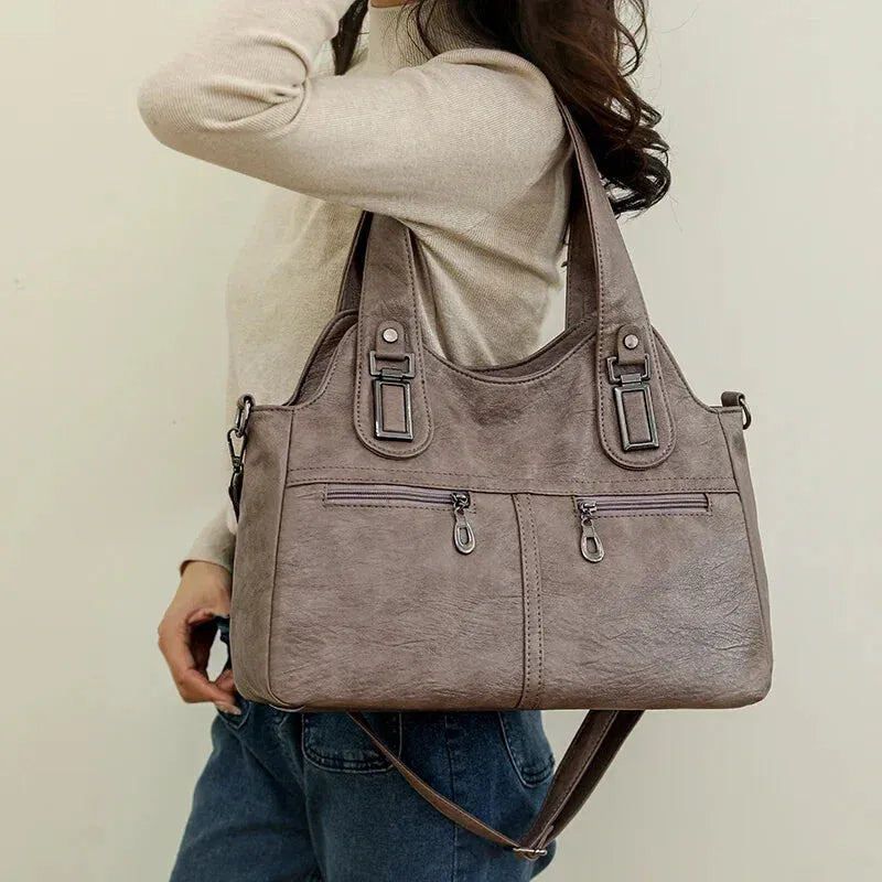 Agnès | Large Retro Multi-Pocket Shoulder Bag