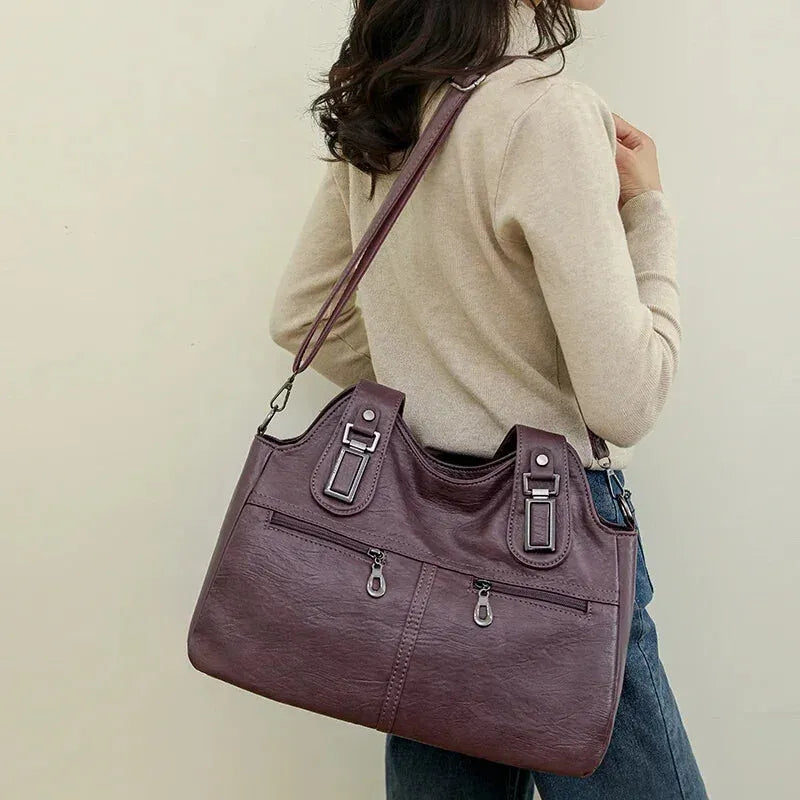 Agnès | Large Retro Multi-Pocket Shoulder Bag