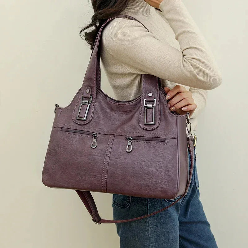 Agnès | Large Retro Multi-Pocket Shoulder Bag
