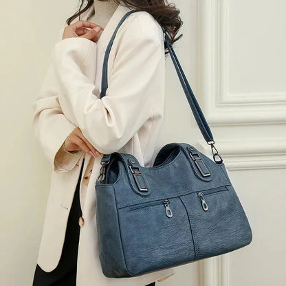 Agnès | Large Retro Multi-Pocket Shoulder Bag