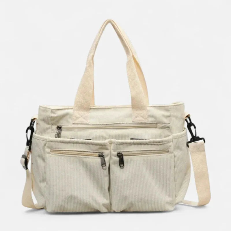 Élina | Corduroy Multi-Pocket Tote