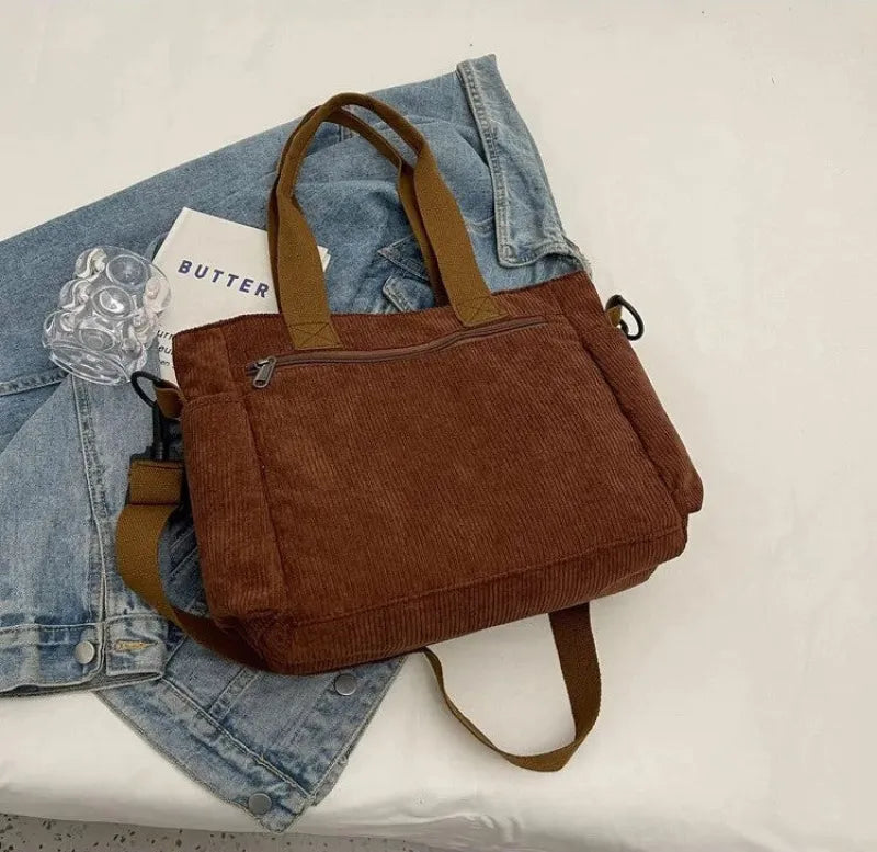 Élina | Corduroy Multi-Pocket Tote
