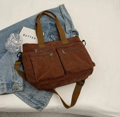 Élina | Corduroy Multi-Pocket Tote