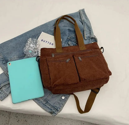 Élina | Corduroy Multi-Pocket Tote