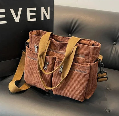 Élina | Corduroy Multi-Pocket Tote