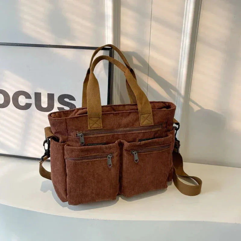 Élina | Corduroy Multi-Pocket Tote