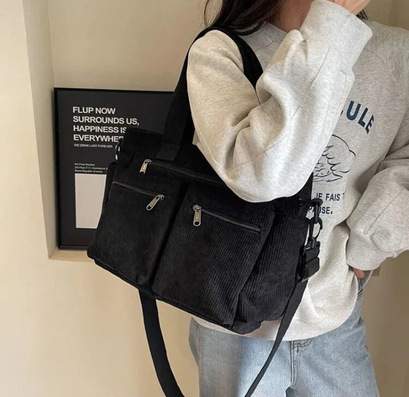 Élina | Corduroy Multi-Pocket Tote