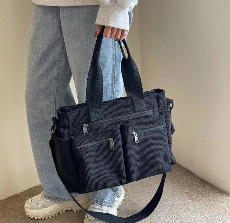 Élina | Corduroy Multi-Pocket Tote