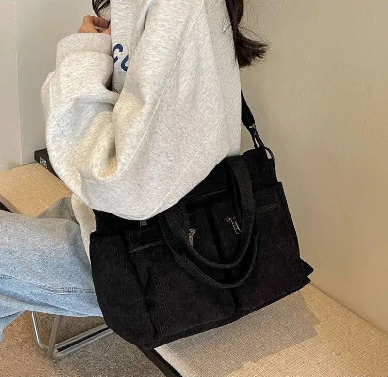 Élina | Corduroy Multi-Pocket Tote