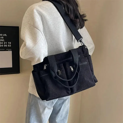 Élina | Corduroy Multi-Pocket Tote