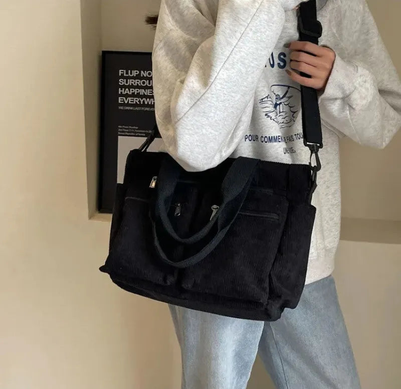 Élina | Corduroy Multi-Pocket Tote