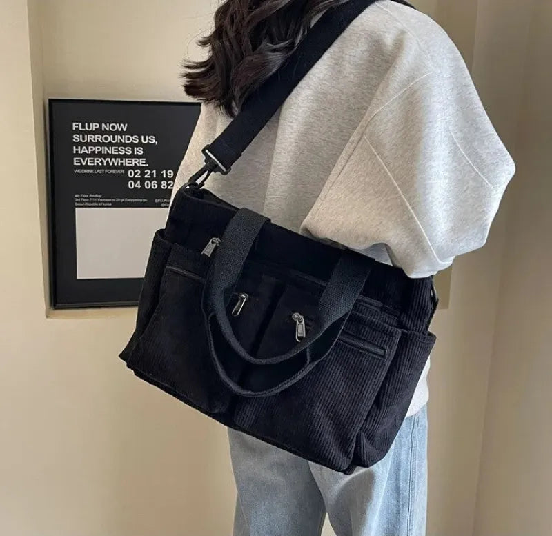 Élina | Corduroy Multi-Pocket Tote