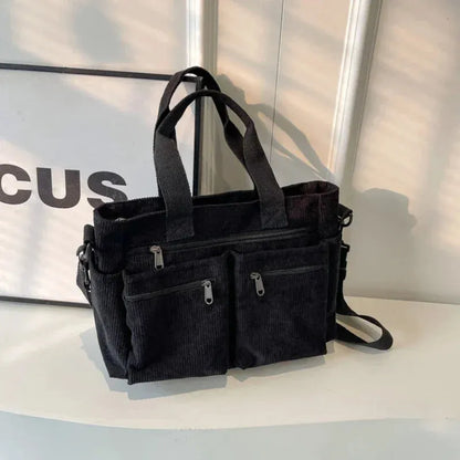 Élina | Corduroy Multi-Pocket Tote