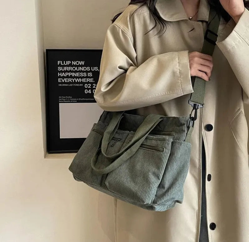 Élina | Corduroy Multi-Pocket Tote