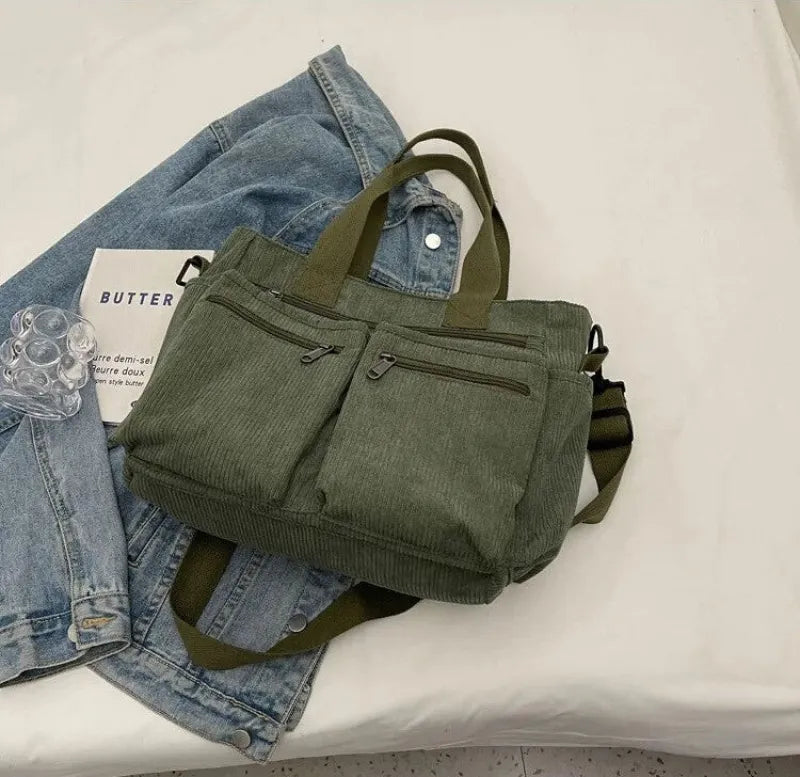 Élina | Corduroy Multi-Pocket Tote