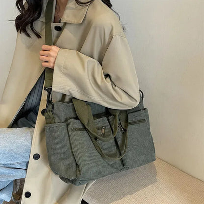 Élina | Corduroy Multi-Pocket Tote