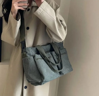 Élina | Corduroy Multi-Pocket Tote