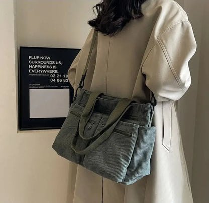 Élina | Corduroy Multi-Pocket Tote