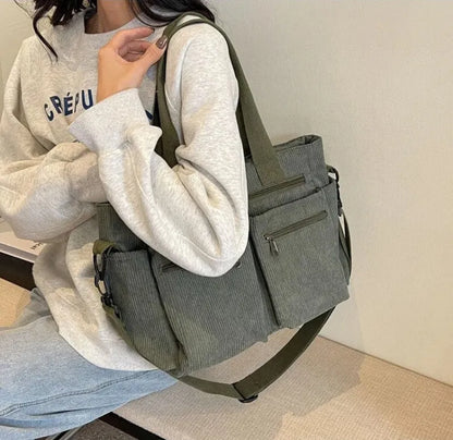 Élina | Corduroy Multi-Pocket Tote
