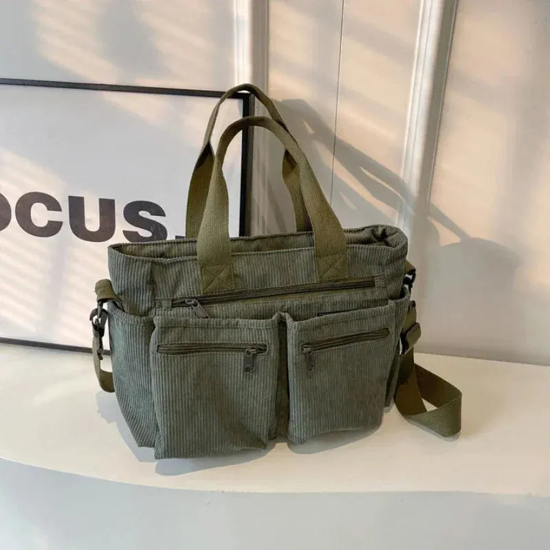 Élina | Corduroy Multi-Pocket Tote