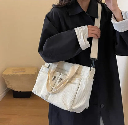 Élina | Corduroy Multi-Pocket Tote
