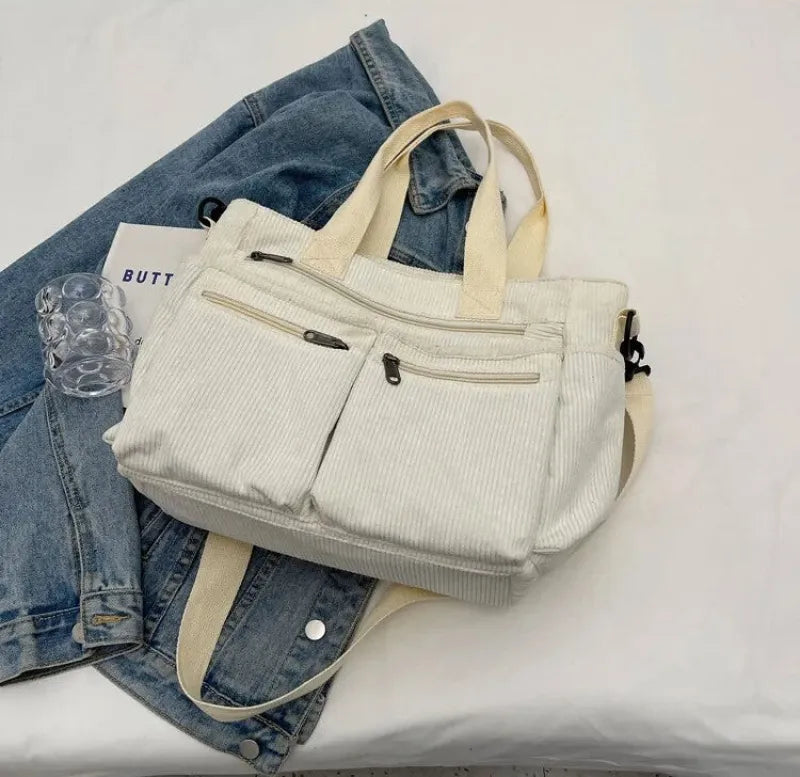 Élina | Corduroy Multi-Pocket Tote