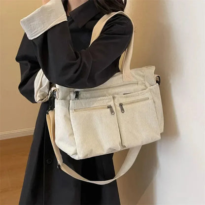 Élina | Corduroy Multi-Pocket Tote