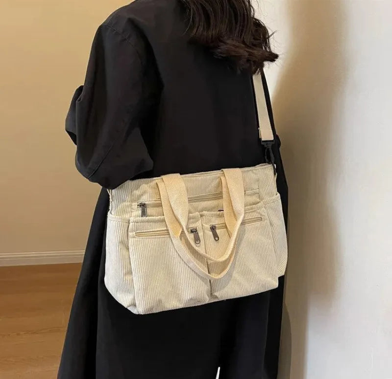 Élina | Corduroy Multi-Pocket Tote