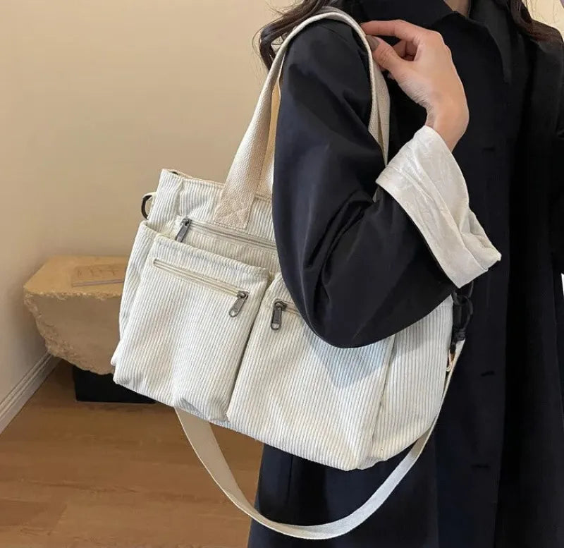 Élina | Corduroy Multi-Pocket Tote