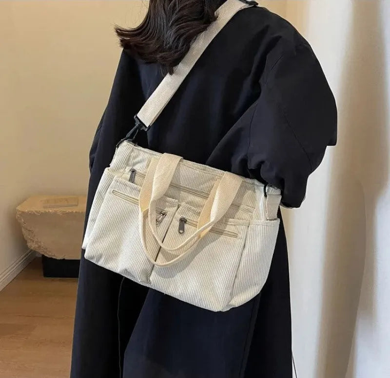 Élina | Corduroy Multi-Pocket Tote